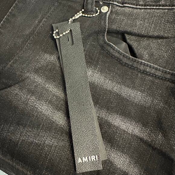 Amiri Black Paint Drop Core Logo Skinny Jeans Size 0/30 Distressed New - Picture 7 of 13